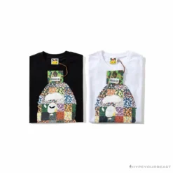 Hypeyourbeast BAPE Ape Man Head 28th Anniversary Camouflage Color Block Tee'BLACK'
