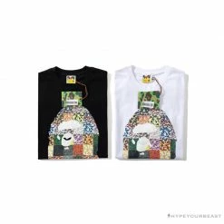 Hypeyourbeast Clothes BAPE Ape Man Head 28th Anniversary Camouflage Color Block Tee'WHITE'