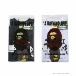 Hypeyourbeast BAPE Messy Letters Upside Down Little Ape Head Tee Shirt'BLACK'