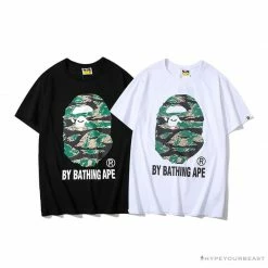 Hypeyourbeast Clothes BAPE Tiger Pattern Camouflage Ape Man Initial Print Tee Shirt'BLACK'