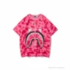 Hypeyourbeast BAPE Pink Camouflage Shark Head Fake Zipper Tee Shirt