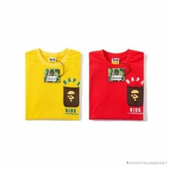 Hypeyourbeast BAPE KIDS Small Net Pocket Ape Man Head Tee Shirt'YELLOW' Clothes