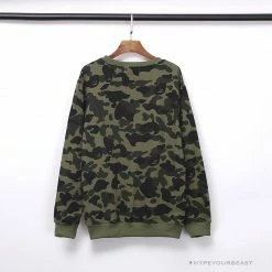 Hypeyourbeast Clothes BAPE Classic Ape Head Embroidered Camouflage Long Sleeve Shirt 'GREEN'