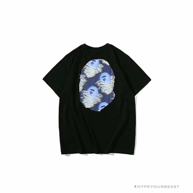Hypeyourbeast BAPE Blue Ape Head Green Storm Tee Shirt 'BLACK' Clothes
