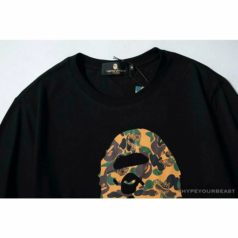Hypeyourbeast BAPE X MCM Camouflage Ape Head Tee Shirt 'BLACK'
