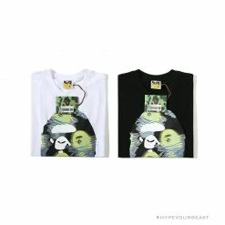 Hypeyourbeast BAPE Green Ape Head Blue Storm Tee Shirt'WHITE' Clothes