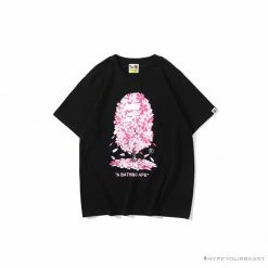 Hypeyourbeast BAPE Japan Limited Edition Pink Cherry Tree Tee Shirt 'BLACK' Clothes