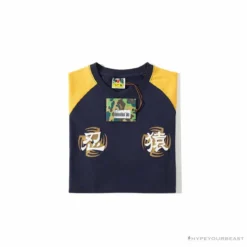 Hypeyourbeast Clothes BAPE Japanese Ninja Ape Man Raglan Sleeve Color Block Tee Shirt'YELLOW'