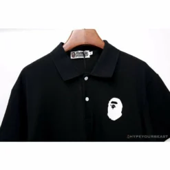 Hypeyourbeast Clothes BAPE Classic Ape Head Print Versatile Polo Shirt'BLACK'