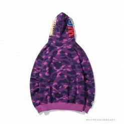 Hypeyourbeast BAPE Shark Head Classic Embroidered Camouflage Zip-Up Hoodie'PURPLE' Clothes