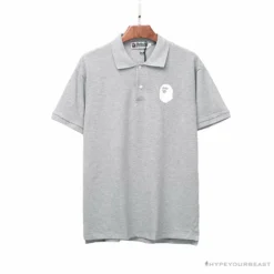 Hypeyourbeast BAPE Classic Ape Head Print Versatile Polo Shirt 'GREY'