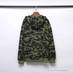 Hypeyourbeast Clothes BAPE X Bathing Ape Head Camouflage Hoodie 'GREEN'