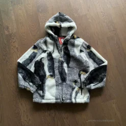 HypeYourBeast Supreme Penguins Hooded Fleece Jacket Black Hoodies & Jackets