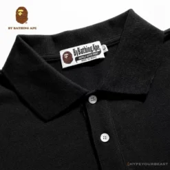 Hypeyourbeast Clothes BAPE Classic Ape Head Print Versatile Polo Shirt'BLACK'