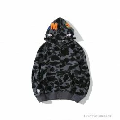 Hypeyourbeast Clothes BAPE Camo Hoodie Shark Head 'GREY'