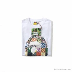 Hypeyourbeast BAPE Ape Man Head 28th Anniversary Camouflage Color Block Tee Shirt'WHITE'