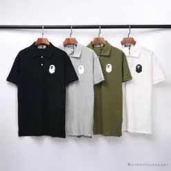 Hypeyourbeast Clothes BAPE Classic Ape Head Print Versatile Polo Shirt'BLACK'