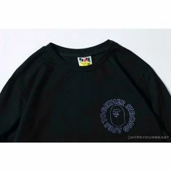 Hypeyourbeast Clothes BAPE APES TOGETHER English Alphabet Ape Head Long Sleeve Shirt'BLACK'