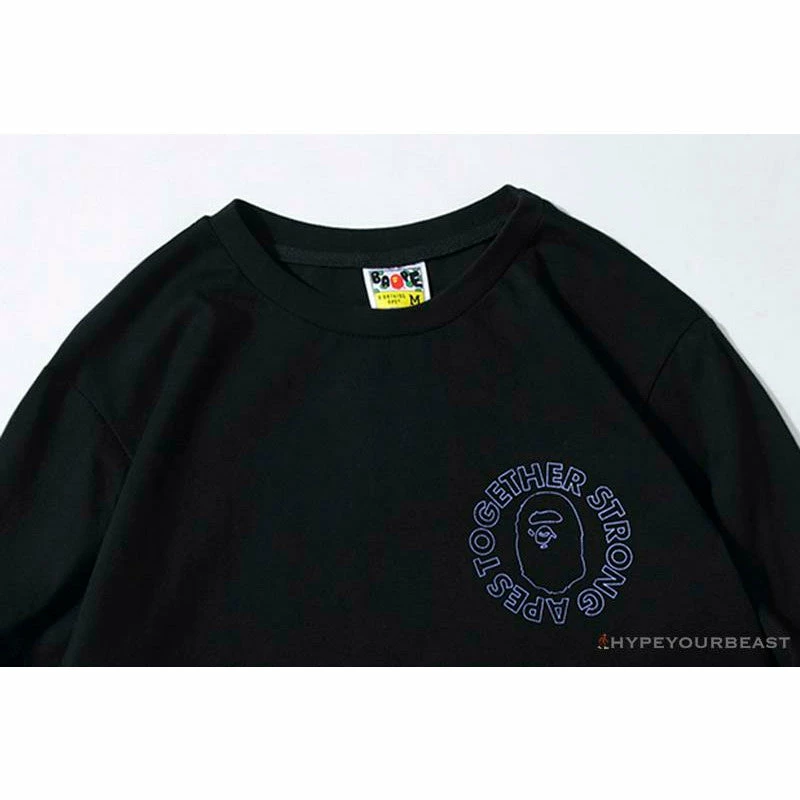Hypeyourbeast Clothes BAPE APES TOGETHER English Alphabet Ape Head Long Sleeve Shirt 'BLACK'