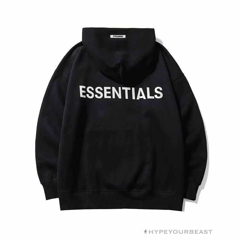 HypeYourBeast FOG Hoodie Reflective ‘ESSENTIALS’ Black Hoodies & Jackets