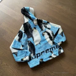HypeYourBeast Supreme Penguins Hooded Fleece Jacket Blue Hoodies & Jackets