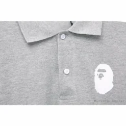 Hypeyourbeast BAPE Classic Ape Head Print Versatile Polo Shirt'GREY'