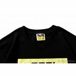 Hypeyourbeast Clothes BAPE Ape Head Blue X Yellow Contrast Letter Tee Shirt