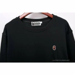 Hypeyourbeast Clothes BAPE Classic Ape Head Embroidered Long Sleeve Shirt'BLACK'
