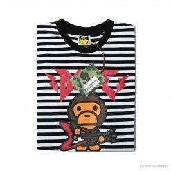 Hypeyourbeast BAPE Baby Milo Rock Bass Player Striped Tee Shirt'BLACK' Clothes