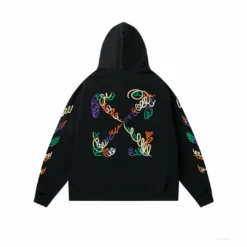 HypeYourBeast Off White Hoodie Embroidered Black Hoodies & Jackets