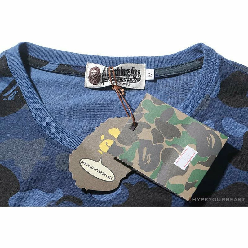 Hypeyourbeast BAPE Camouflage Shark Head Classic Cotton Short Sleeve Tee Shirt 'BLUE' Clothes