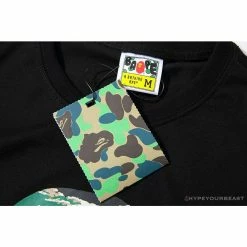 Hypeyourbeast Clothes BAPE Tiger Pattern Camouflage Ape Man Initial Print Tee Shirt'BLACK'