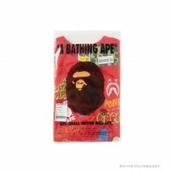 Hypeyourbeast Clothes BAPE Street Graffiti Tee Shirt'RED'