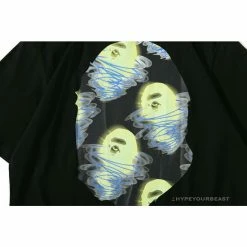 Hypeyourbeast Clothes BAPE Green Ape Head Blue Storm Tee Shirt'BLACK'