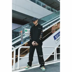 HypeYourBeast Off White Hoodie Embroidered Black Hoodies & Jackets
