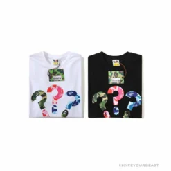 Hypeyourbeast BAPE Camouflage Three-Color Question Mark Tee Shirt'WHITE'