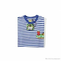 Hypeyourbeast Clothes BAPE Baby Milo Sesame Street Striped Tee Shirt'BLUE'