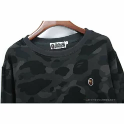 Hypeyourbeast Clothes BAPE Classic Ape Head Embroidered Camouflage Long Sleeve Shirt'GREY'