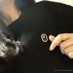 Hypeyourbeast Clothes BAPE Classic Embroidered Logo Ape Head Tee Shirt'BLACK'