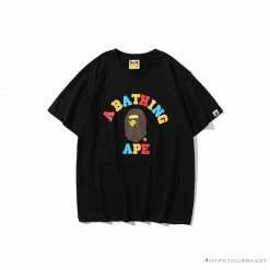 Hypeyourbeast BAPE Little Ape Head Colorful Classic Tee Shirt 'BLACK' Clothes