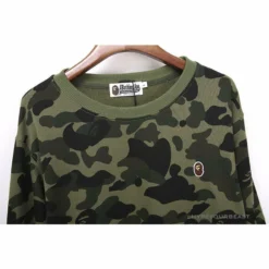 Hypeyourbeast Clothes BAPE Classic Ape Head Embroidered Camouflage Long Sleeve Shirt'GREEN'
