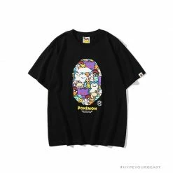 Hypeyourbeast Clothes BAPE Pokémon Co-branded Ape Head Tee Shirt 'BLACK'