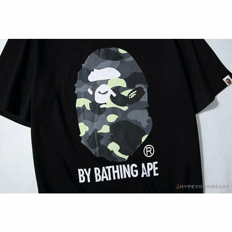 Hypeyourbeast Clothes BAPE Luminous Spots Camouflage Great Ape Man Black Head Cotton Short Sleeve Tee Shirt 'BLACK'