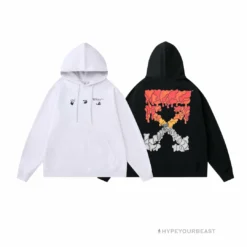 HypeYourBeast Off White Hoodie Red Orange - Black
