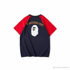 Hypeyourbeast Clothes BAPE Japanese Ninja Ape Man Raglan Sleeve Color Block Tee Shirt 'RED'