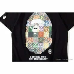 Hypeyourbeast BAPE Ape Man Head 28th Anniversary Camouflage Color Block Tee'BLACK'
