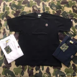 Hypeyourbeast Clothes BAPE Classic Embroidered Logo Ape Head Tee Shirt'BLACK'