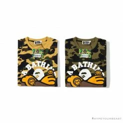 Hypeyourbeast Clothes BAPE KIDS Elbow Hug Gorilla Camouflage Tee Shirt'YELLOW'
