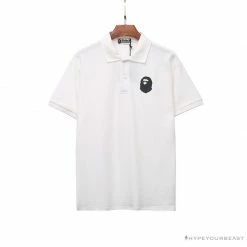 Hypeyourbeast Clothes BAPE Classic Ape Head Print Versatile Polo Shirt 'WHITE'