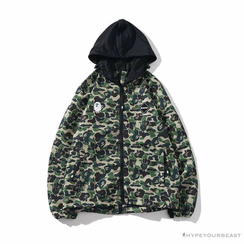 Hypeyourbeast BAPE X FCRB Joint Double Zip Camouflage Hoodie 'GREEN'